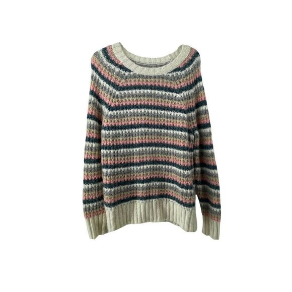 American Eagle Sweater Womens Size M Chunky Knit Wool Blend Multicolored Striped - Picture 1 of 5